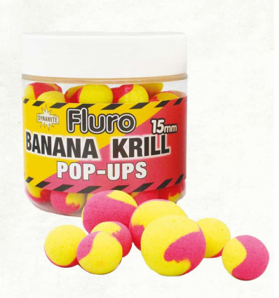 Бойлы плавающие Dynamite Baits Two Tone Fluro Banana & Krill Pop-Ups