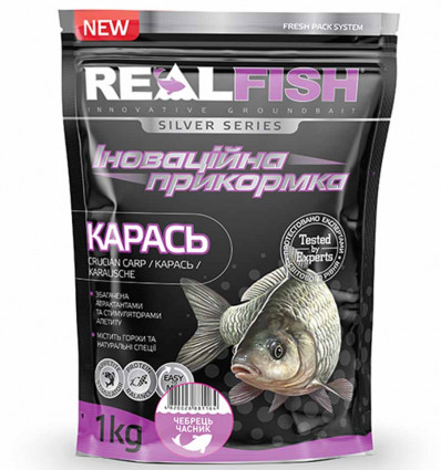 Прикормка для рыбалки REAL FISH Карась ЧАБРЕЦ-ЧЕСНОК, 1 кг