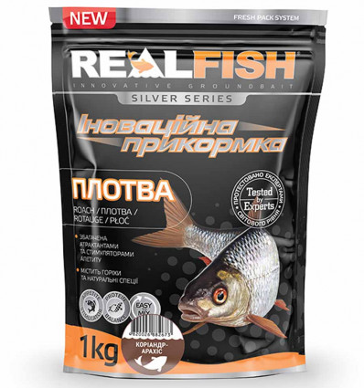 Прикормка для рыбалки REAL FISH Плотва КОРИАНДР-АРАХИС, 1 кг