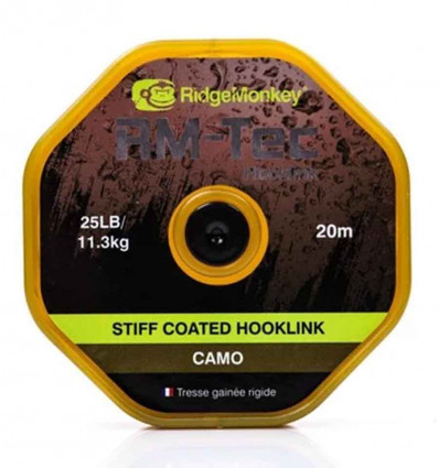 Поводковый материал в оплётке Ridge Monkey RM-Tec Stiff Coated Hooklink Camo 25lb 20 m