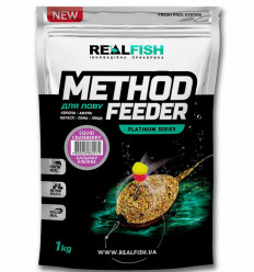 Прикормка для риболовлі REAL FISH Метод КАЛЬМАР-ЖУРАВЛИНА, 0,8 кг