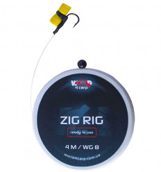 Готовый поводок W4C ZIG RIG EVA FOAM (зиг риг) с адаптером и пеной, крючок WIDE GAPE №8
