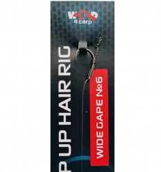 Готовый флюорокарбоновый поводок с мягким волосом для поп ап W4C FLUOROCARBON POP UP HAIR RIG, крючок WIDE GAPE