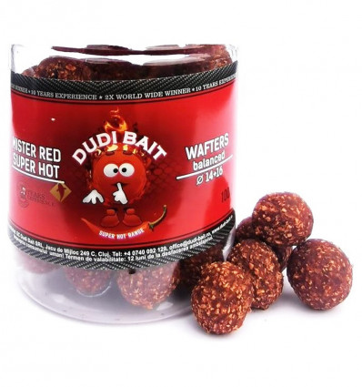 Бойлы Dudi Bait Wafters нейтральной плавучести Mister Red Super Hot 100 г