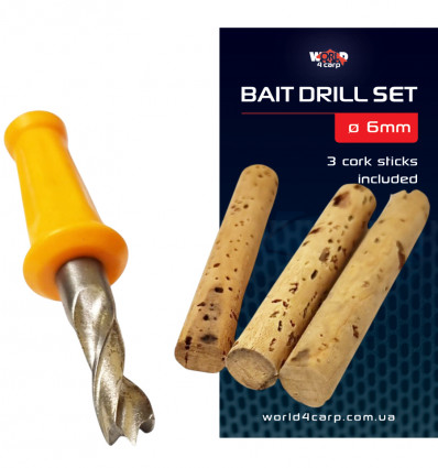 Набор корковых палочек 3 шт со сверлом W4C BAIT DRILL SET Ø 6 мм