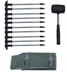 Кілки для намету + Молоток World4Carp Tent Peg Set + Hammer, 21,5 см. набір 10 шт.