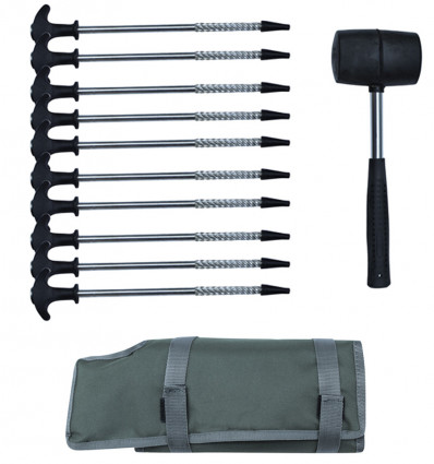 Кілки для намету + Молоток World4Carp Tent Peg Set + Hammer, 21,5 см. набір 10 шт.
