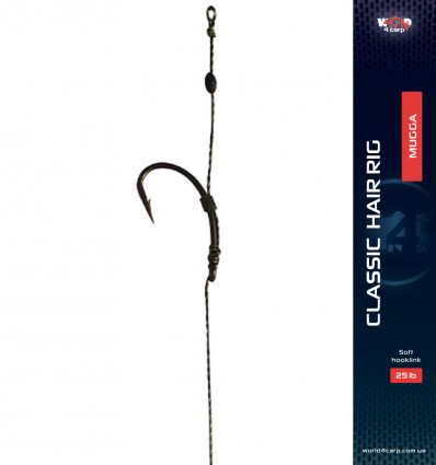 Готовий повідець W4C з волоссям CLASSIC hair rig, гачок WIDE GAPE