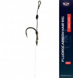 Готовый флюорокарбоновый поводок с мягким волосом W4C FLUOROCARBON HAIR RIG, крючок WIDE GAPE
