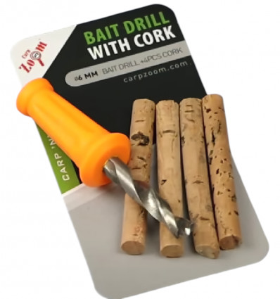 Набор пробковые палочки 4 шт + сверло 1 шт. Ø 6 мм CZ Bait Drill With Cork