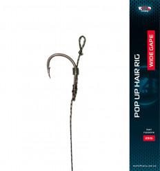 Готовий повідець W4C з волоссям POP UP hair rig, гачок WIDE GAPE