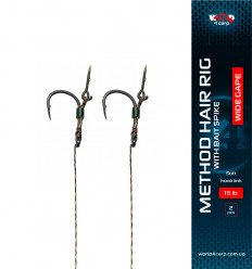 Готовий повідець W4C волос з голкою METHOD hair rig with bait spike, гачок WIDE GAPE