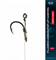 Готовый флюорокарбоновый поводок с мягким волосом для поп ап W4C FLUOROCARBON POP UP HAIR RIG, крючок WIDE GAPE