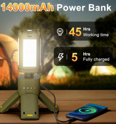 Ліхтар – лампа з Power Bank 14000 mAh, із перезарядкою, водозахищений IPX5, телескопічний 6000 lm