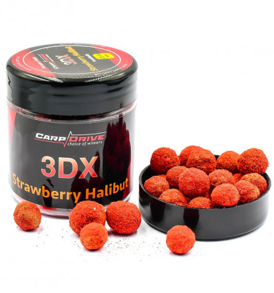 Бойлы насадочные Carp Drive 3DX Клубника Халибут (Strawberry Halibut) mix 12–14 мм, 100 г