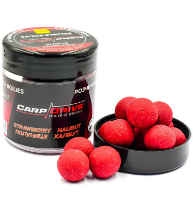 Бойли насадочні розчинні Carp Drive Полуниця Халібут (Strawberry Halibut), 100 г