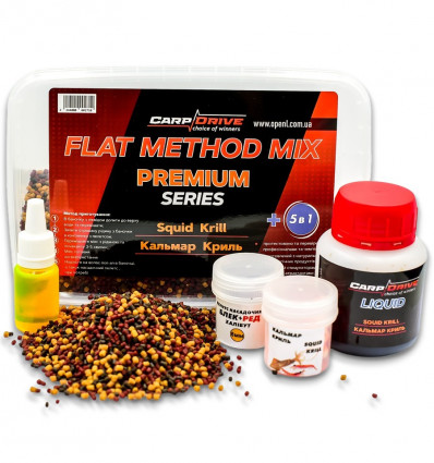 Флет метод мікс Carp Drive Squid Krill (Кальмар Криль) Premium series 5 в 1