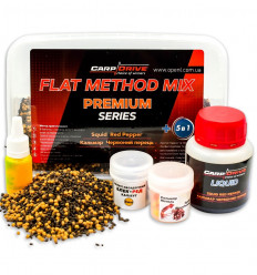 Флет метод микс Carp Drive Squid Red Pepper (Кальмар Красный Перец) Premium series 5 в 1
