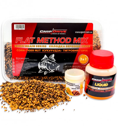 Флет метод микс Carp Drive Corn Tiger Nut (Кукуруза Тигровый орех) Sweet grain series 3 в 1
