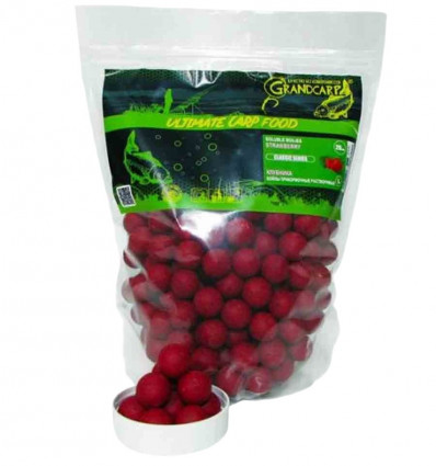 Бойлы прикормочные растворимые Grandcarp КЛУБНИКА серия CLASSIC, 1 кг