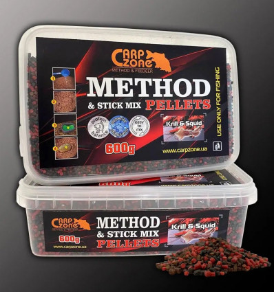 Метод-стик микс пеллетс Креветка-Кальмар Method & Stick Mix Pellets Кrill & Squid 2-4mm 600g