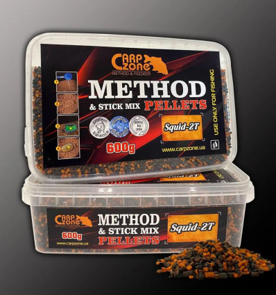 Метод-стик микс пеллетс CarpZone Squid-2T (Кальмар Шелковица) Method & Stick Mix Pellets 2-4mm 600g
