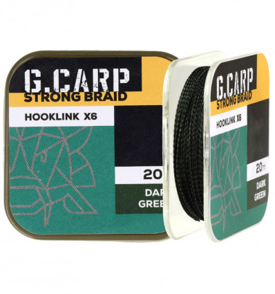 Поводковый материал без оплетки GC G.Carp Strong Braid Hooklink X6 20м Dark Green