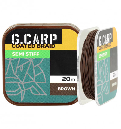 Поводковый материал в оплетке GC G.Carp Coated Braid Semi Stiff 20м Brown