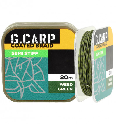 Повідковий матеріал в обплетенні GC G.Carp Coated Braid Semi Stiff 20м Weed Green