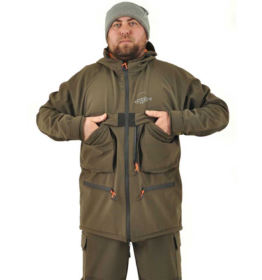 Демисезонный костюм софтшелл (softshell) Fiske олива